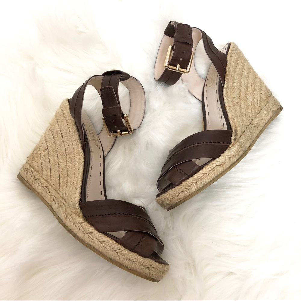 Coach Verronica Leather Espadrille Wedge Sandals 6 - Picture 1 of 7